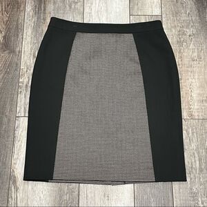 Halogen Career Pencil Skirt Black and Gray Geometric Panel Size 12